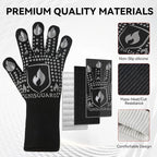 BBQ & Grill Gloves, Oven Gloves, 1472°F Silicone Oven Mitts Heat Resistant Grilling Gloves Fireproof Non-Slip for Barbecue Cooking Baking Smoking, 1-Pair Gray（L）