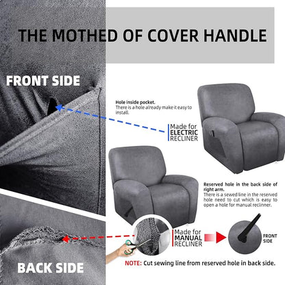 ANARACHON Leather Look Oversize Recliner Chair Covers, Thick 4 Pieces Recliner - Image 7