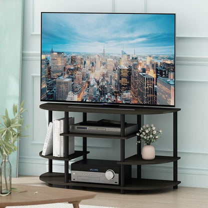 Furinno JAYA Simple Design Corner TV Stand, Espresso/Black - Image 2