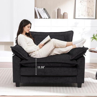 Modern Oversized Accent Chairs Set of 2, Chenille Cloud Sofa Chair - Image 3