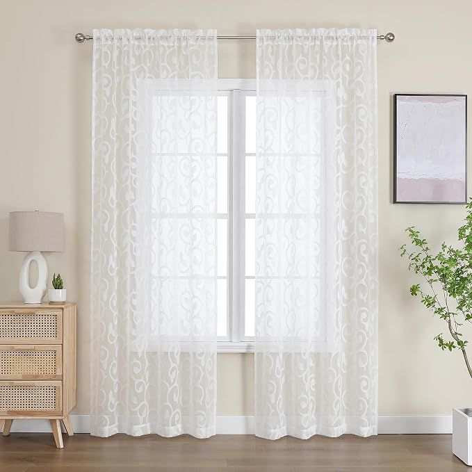 Furman Ivory Sheer Curtains 90 inches Long - Image 2