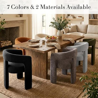 Modern Sherpa Barrel Dining Chair Upholstered Faux Fur Dining Room Chair - Image 6