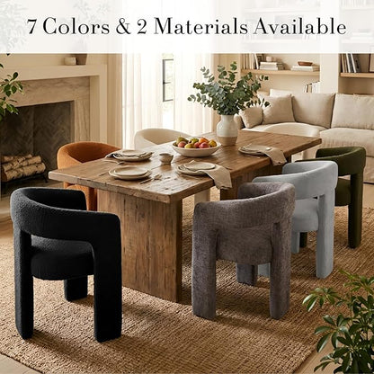 Modern Chenille Dining Chairs Set of 2, Upholstered Barrel Chairs - Image 6