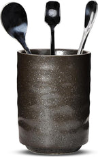 Ceramic Spoon Holder for Coffee Bar, Upright Tea Spoon Holder Cup, Coffee Stirrers Straws Stir Stick Holder, Grey Starry Sky