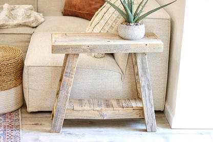 Doug and Cristy Designs Aztec A-Frame Side Table; Reclaimed Wood End Table - Image 3