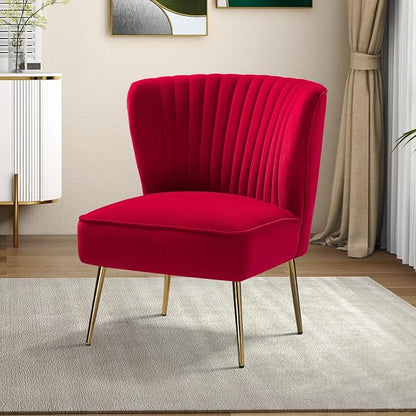 HULALA HOME Velvet Accent Chair, Modern Upholstered Cute Side Chair - Image 9