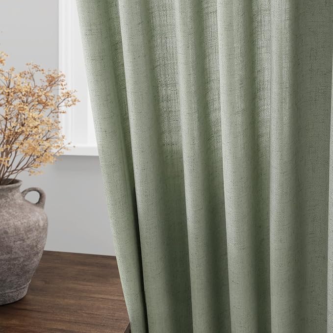 Desert Sage Linen Curtains 84 Inch Length 2 Panels Set - Image 4