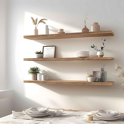 YYWUOJJ Wood Floating Shelves for Wall Decor, Rustic Wall Shelves for Bedroom - Image 5