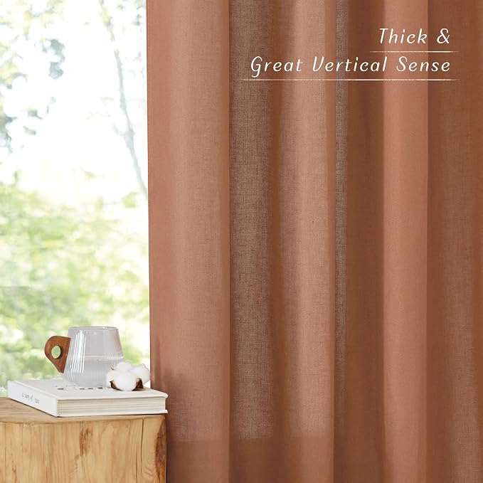 NICETOWN Caramel Short Linen Curtains - Image 5