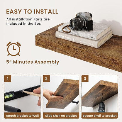 fuqing Floating Shelves for Wall, Wall Mounted Wood Floating Shelf - Image 6