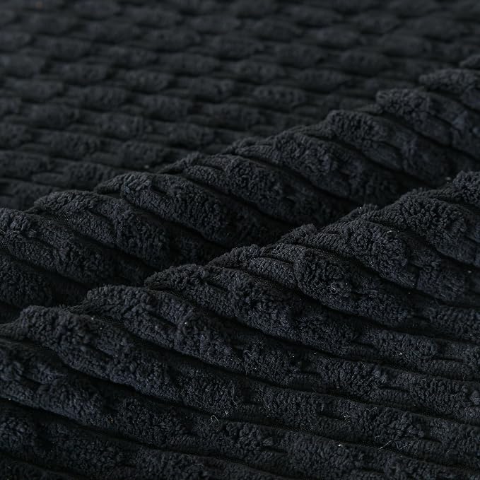 Set of 4 Black Decorative Throw Pillow Covers 12x20 Inch Corduroy Pillow Covers - Image 5