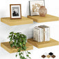 Fun Memories Floating Shelves for Wall, 9.3 Inch Set of 4 Rustic Wood Wall by FunMemories