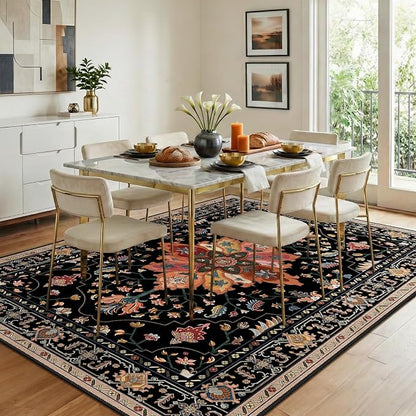 RELEANY Washable Area Rug, Water Repellent, Pet Friendly, Vintage Floral Boho - Image 3