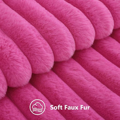 decorUhome Fall Faux Fur Throw Pillow Covers 20x20 Set of 2 Hot Pink | - Image 2
