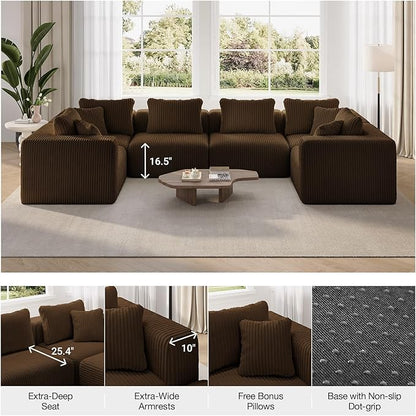 Novilla 106" Modular Sectional Sofa, Modern Cloud Sectional Couch - Image 7