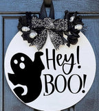 Halloween Stencils for Painting on Wood 12inch Large Reusable Halloween Stencil for Door Hanger Round Skeleton Ghost Boo Templates for Door Mat Fabric