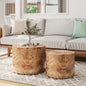 Nesting Coffee Table Set of 2 for Living Room, Modern Round Wooden Circle by HanStrong