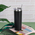 20 oz Skinny Tumblers with Lid and Straw,Stainless Steel Vacuum Insulated Tumbler Cup Double Wall Travel Coffee Mug, Thermal Water Tumbler for Hot and Cold Drinks(Black,4)