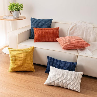 Aegero Pack of 2 Corduroy Decorative Throw Pillow Covers 22x22 Inch - Image 6