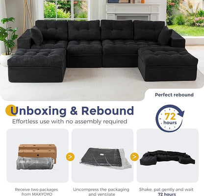 MAXYOYO 132" U Shaped Modular Sectional Sofa - Image 9