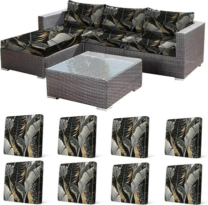 CALBODE 8 Pcs Stretch Indoor/Outdoor Seat Cushion Covers, Indoor/Outdoor Couch by CALBODE