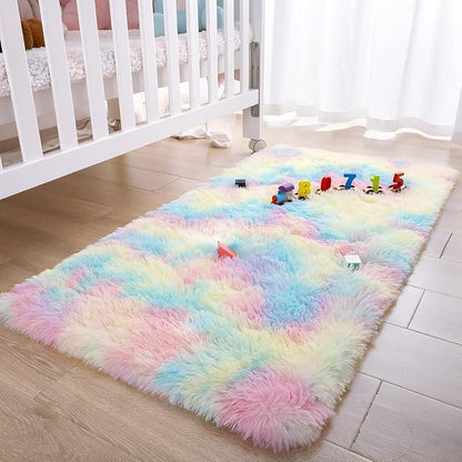 2x3 Rainbow Fluffy Soft Area Rug Non-Slip - Image 4