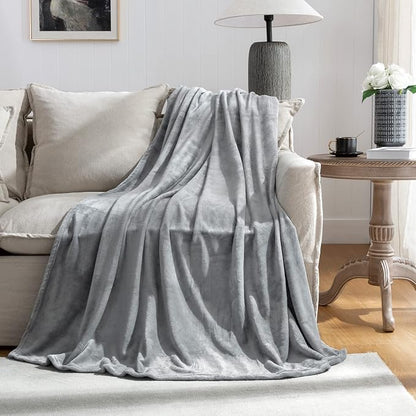 Grey Fleece Plush Throw Blanket 90"x90"for Couch Sofa Fuzzy Cozy Flannel | - Image 3