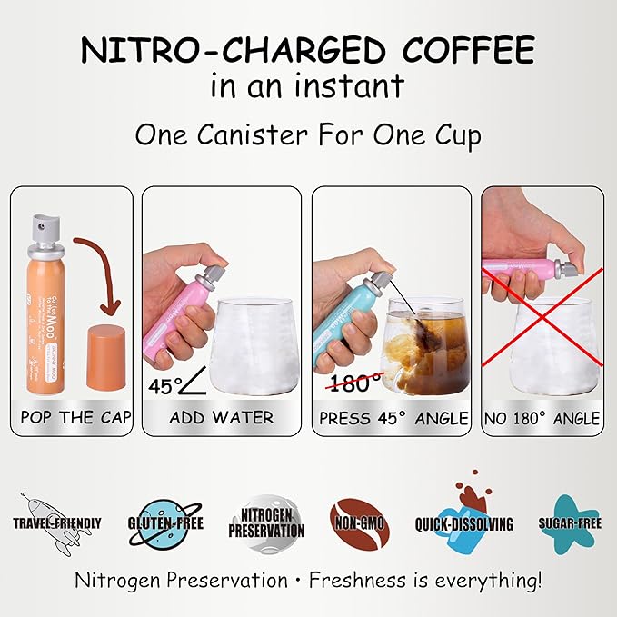Coffee to the Moo Nitro Cold Brew Coffee Concentrate - Mix Pack (KETO, Collagen & Mushroom Coffee) | Instant Iced or Hot | Pocket/Purse Sized, Travel & Gifts Friendly | Makes 12 Cups