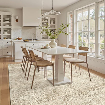 Soalmost 6x9 Area Rug for Living Room Washable Non-Slip Rugs Light Brown | - Image 3
