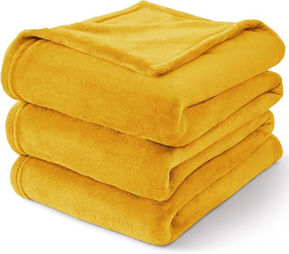BEDELITE Fleece Blanket Soft Plush Twin Size Blanket Yellow 60"x80" | Ultra - Image 8