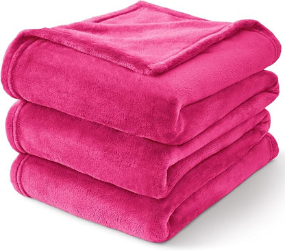 BEDELITE Fleece Blanket Soft Plush Queen Size Bed Blanket Hot Pink 90"x90" | - Image 7