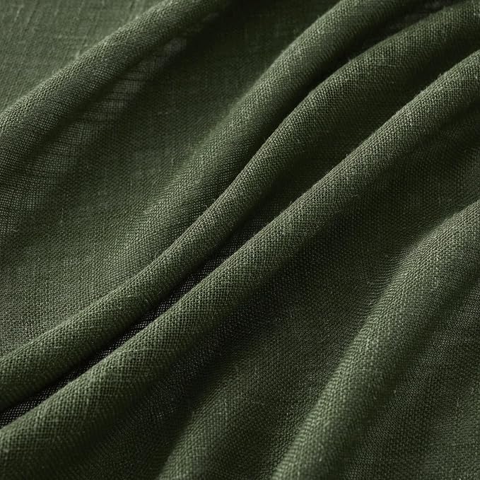 MIULEE Olive Green Short Linen Curtains 52x45 Inch Long 2 Panel - Image 4