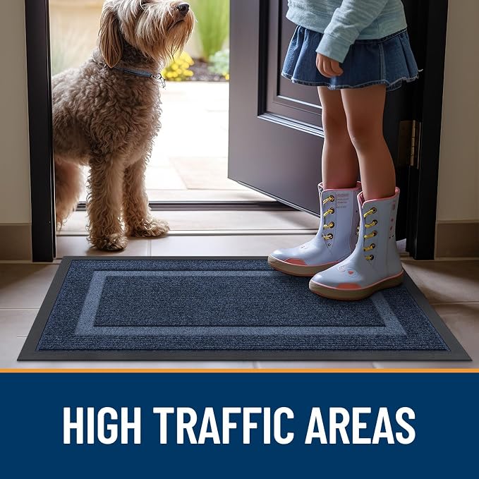 OLANLY Front Door Mat Outside 47x17, All-Season Heavy-Duty Rubber Doormat | Blue - Image 7