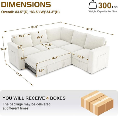 83.5" Sectional Sleeper Sofa - Image 3