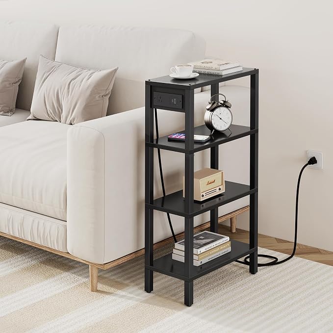 TUTOTAK Narrow Side Table with Charging Station, Small End Table with USB Ports - Image 6