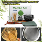 10 Pcs Matcha Whisk and Bowl Set – Traditional Black Matcha Tea Set with Bamboo Accessories – Japanese Style Matcha Set – Ideal Macha kit Set Gift