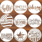 Patriotic Welcome Stencils 4th of July Stencil Independence Day Stencils for Painting on Wood Door Hanger Porch Sign Decor