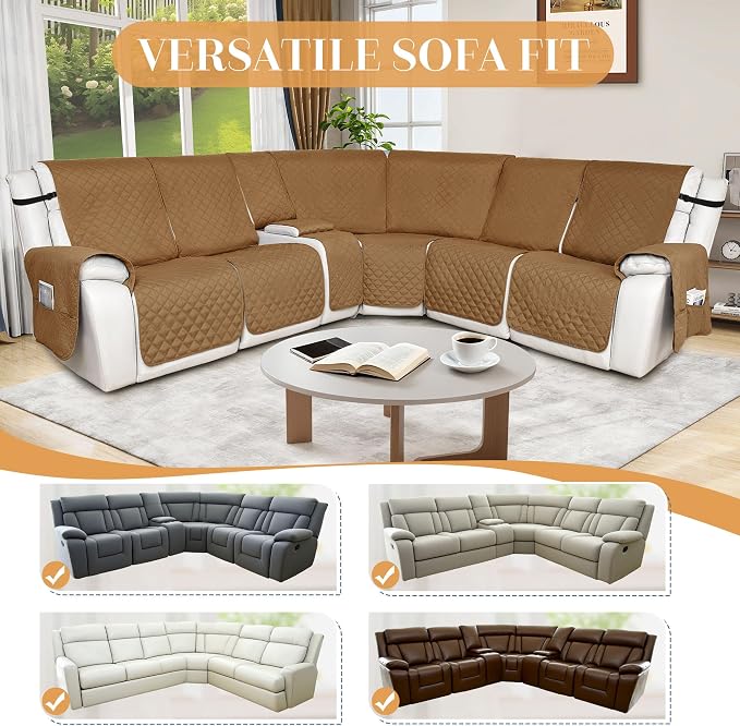 HDCAXKJ 100% Waterproof Reclining Sectional Couch Covers L Shape Recliner Sofa - Image 6