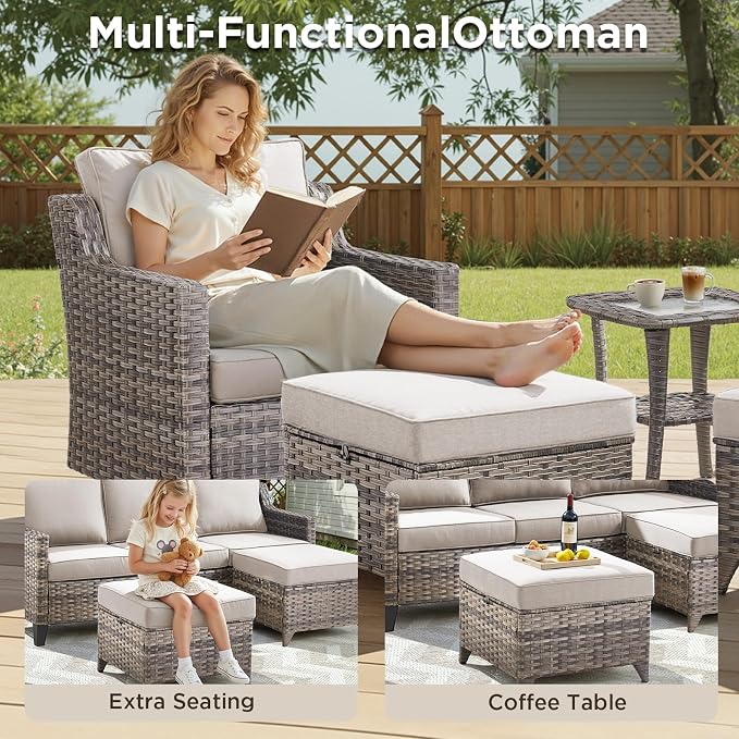 Outdoor Patio Furniture Set-7 Pieces All-Weather Wicker Outdoor Furniture - Image 4