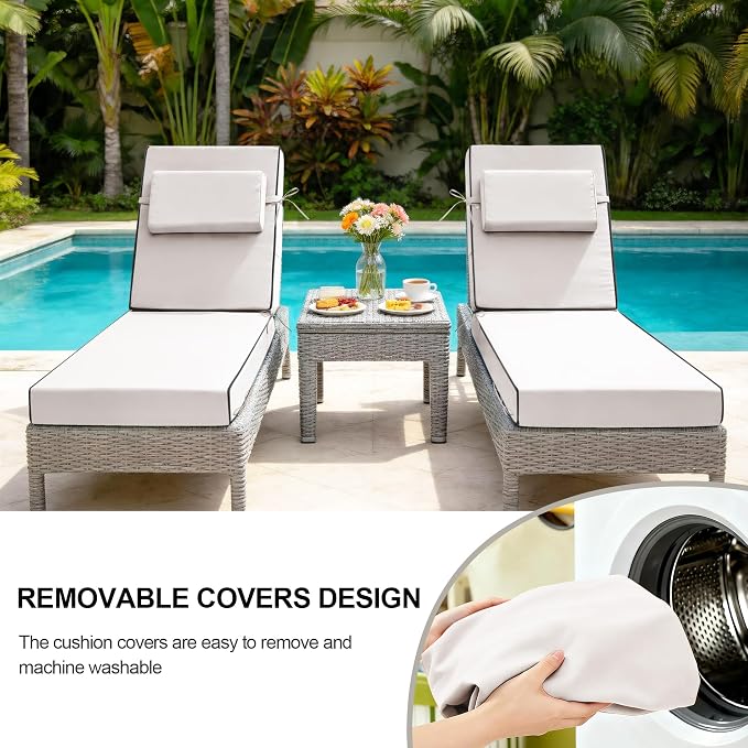 Chaise Lounge Cushions Outdoor 80x26x6 Inch, Fade Resistant 6'' Thicken Outdoor - Image 8
