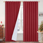 Red 100% Blackout Linen Curtains 84 Inch by LAMIT