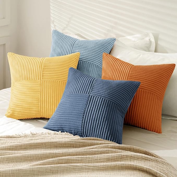 MIULEE Summer Yellow Blue Decorative Throw Pillow Covers 18x18 Inch Set of 4 - Image 4