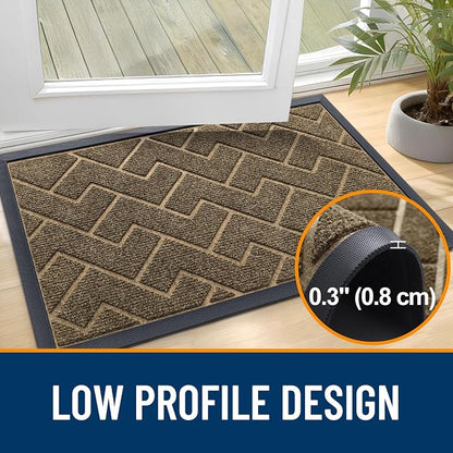 OLANLY Front Door Mat Outside 47x32, All-Season Absorbent Rubber Doormat | Brown - Image 4