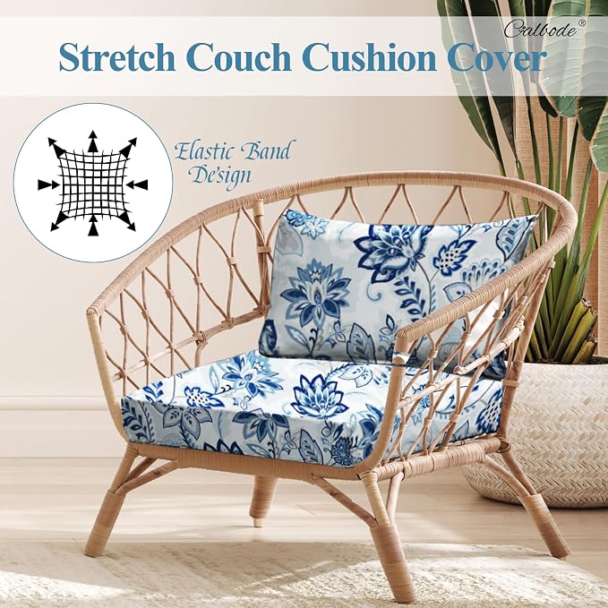 CALBODE 8pcs Floral Printed Stretchy Sofa Cushion Covers - Image 3