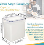 Vtopmart 9.5L 2 Pack Extra Large Flour Sugar Storage Containers for 25lbs flour, Airtight Kitchen Pantry Organization Canisters with Lids for Bulk food, Rice, Baking Supplies, BPA Free, Black