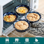 vancasso Mini Pie Pans Set of 6, 5.2 Inch Ceramic Deep Dish Pie Plates with Ruffled Edge for Baking, Microwave & Oven Safe, Blue