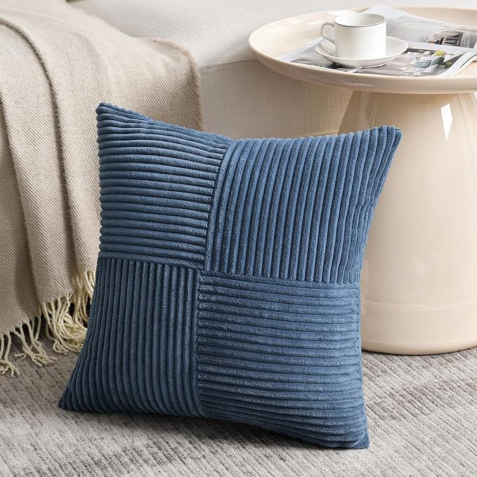 Fancy Homi 2 Packs Dusty Blue Euro Decorative Throw Pillow Covers 28x28 Inch - Image 2