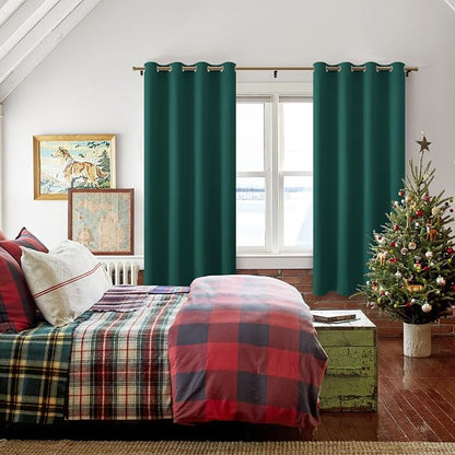 Blackout Curtains for Bedroom, Hunter Green, 52 x 63 Inch, 2 Panels | Thermal - Image 6