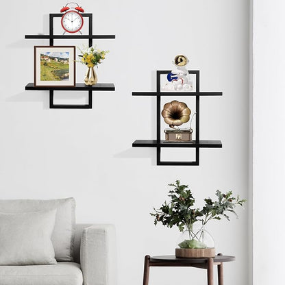 PHOENANCEE Floating Shelves for Wall, Display Hanging Shelf Set of 2, Modern - Image 4