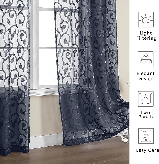 Furman Sheer Curtains 54 Inch Length 2 Panels Set - Image 6